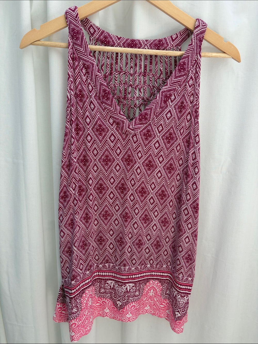 Skies Are Blue Pink Patterned Sleeveless Top L